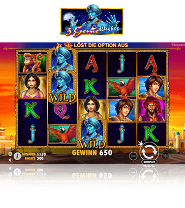 Der Spielablauf des 3 Genie Wishes Slots.